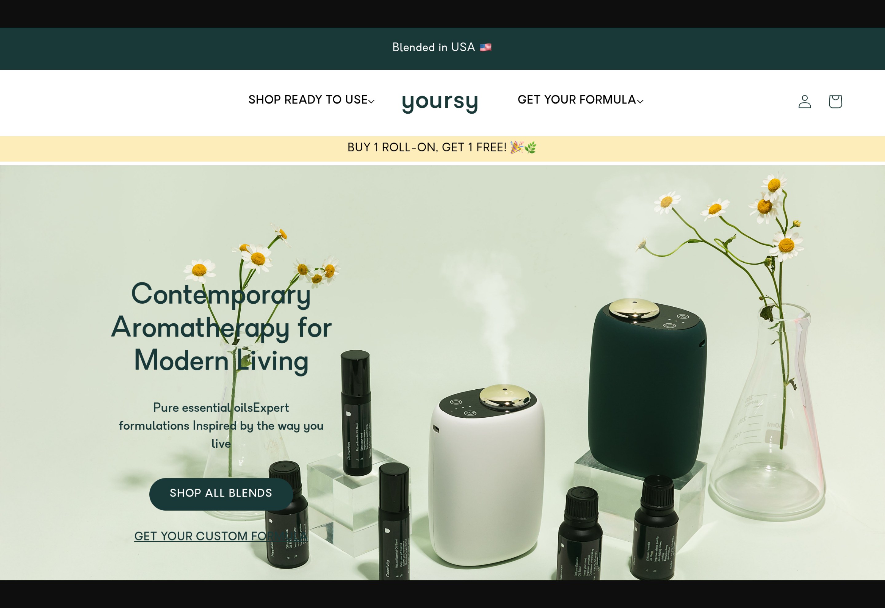 Yoursy Shopify aromatherapy store homepage